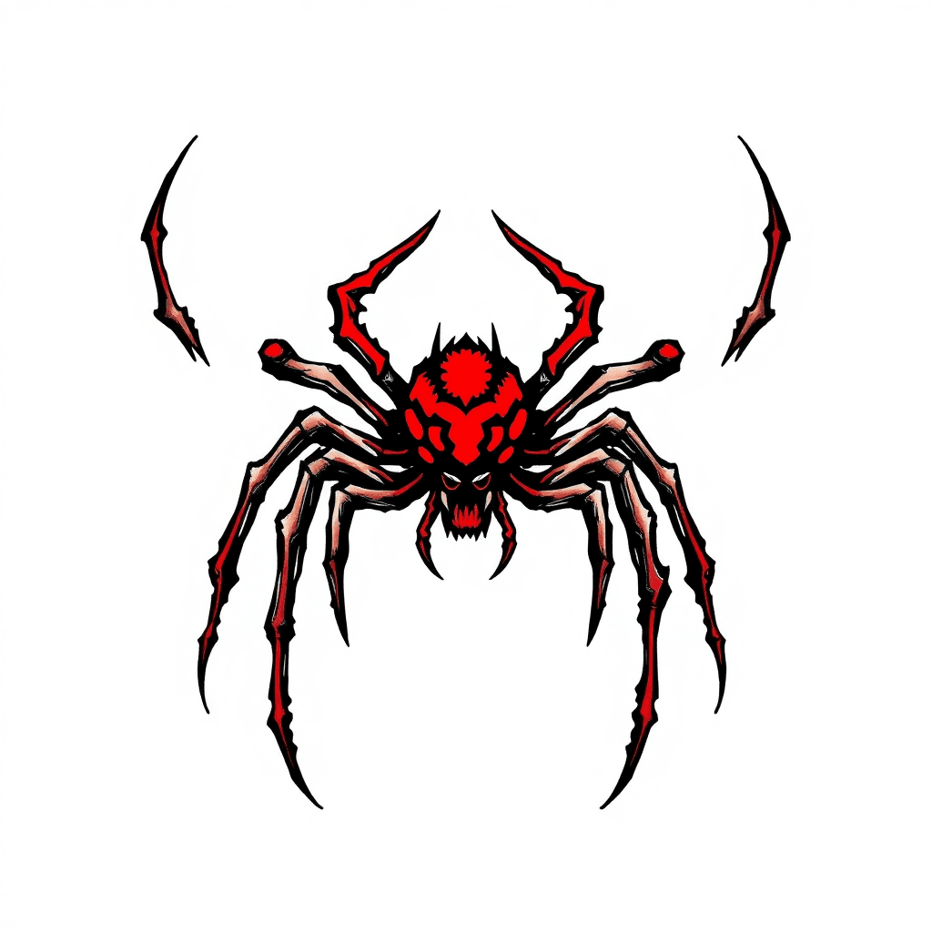 Red Black Outline Spider Demon