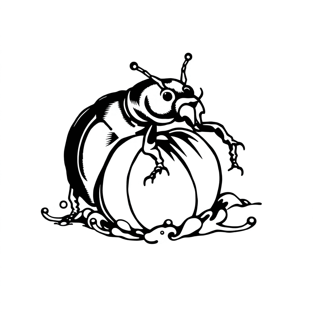 A Dung Beetle Rolling A Ball Of Poop Around
