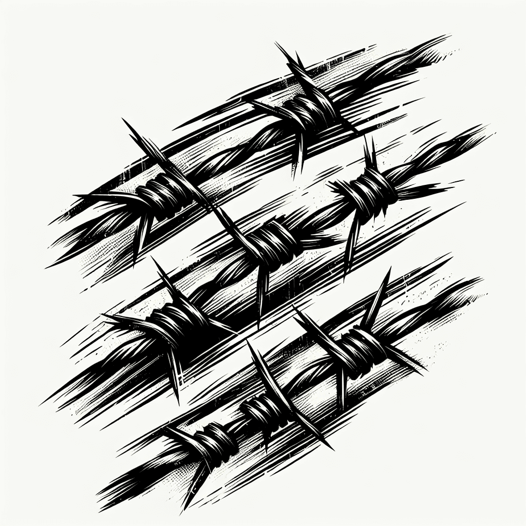Barbed Wire In A Line