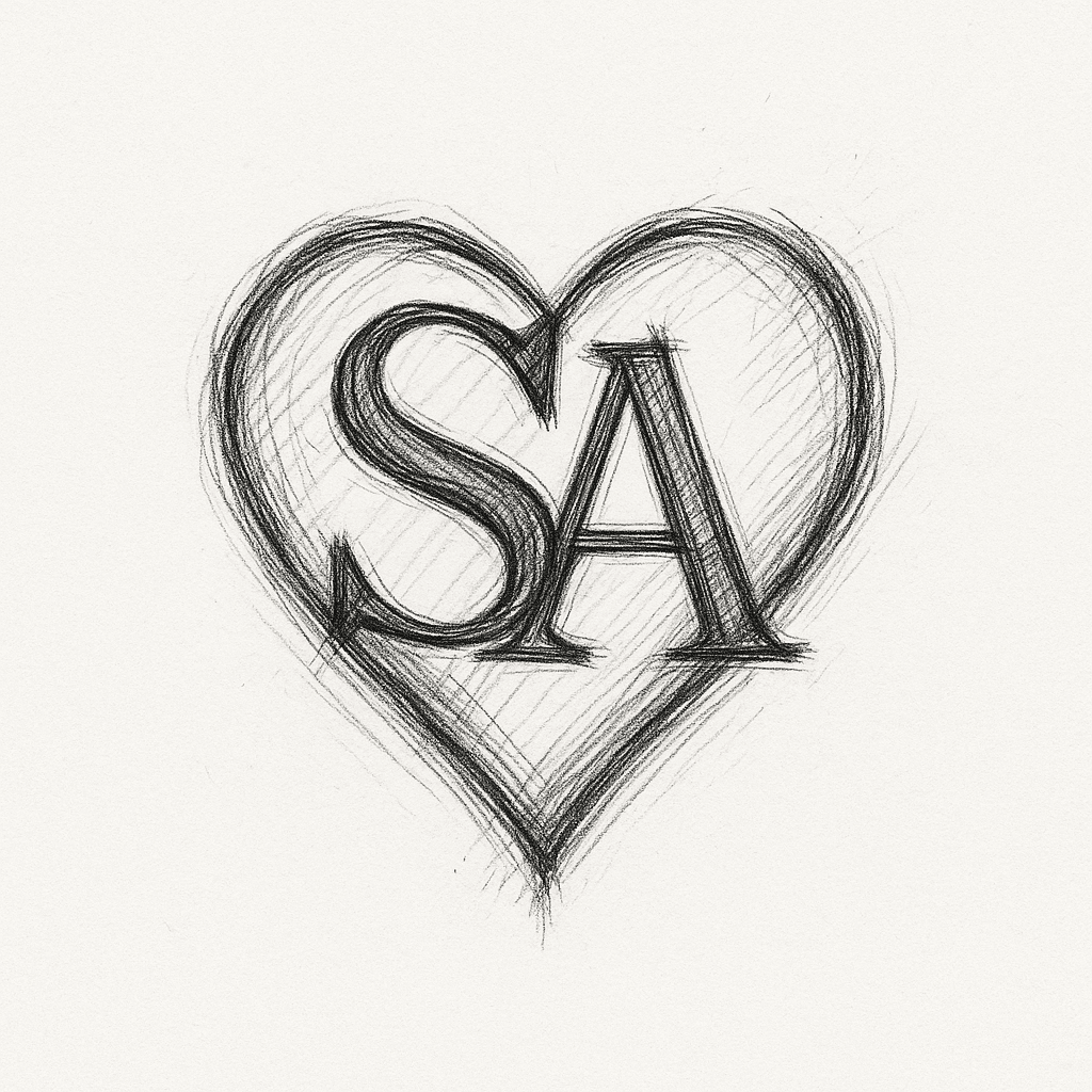 Tatuagem Com Linhas Finas Com As Letras Sa Entrelaçadas Ua Dentro Da Outra Romantica