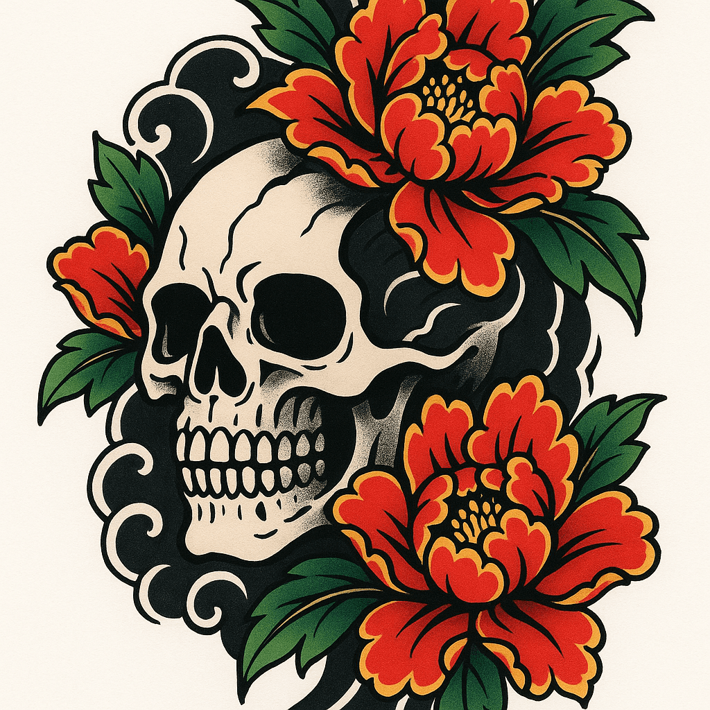 A Skull With Flowers