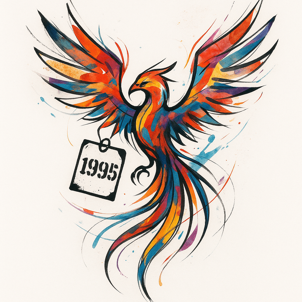 A Phoenix Flying Over The Back, Stretching The Entire Back. Holding A Birthtag