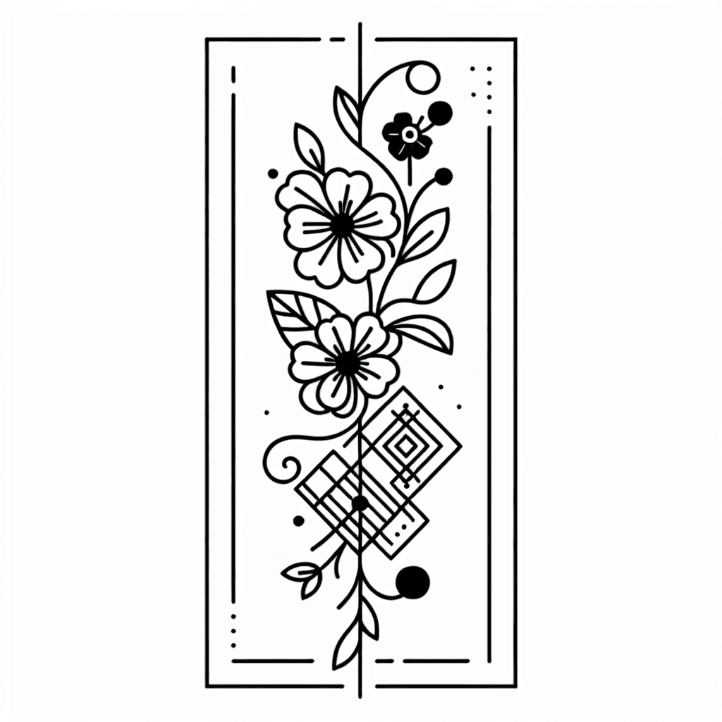 Single line "FLOWERS FINE LINES, GEOMETRIC" Tattoo Design