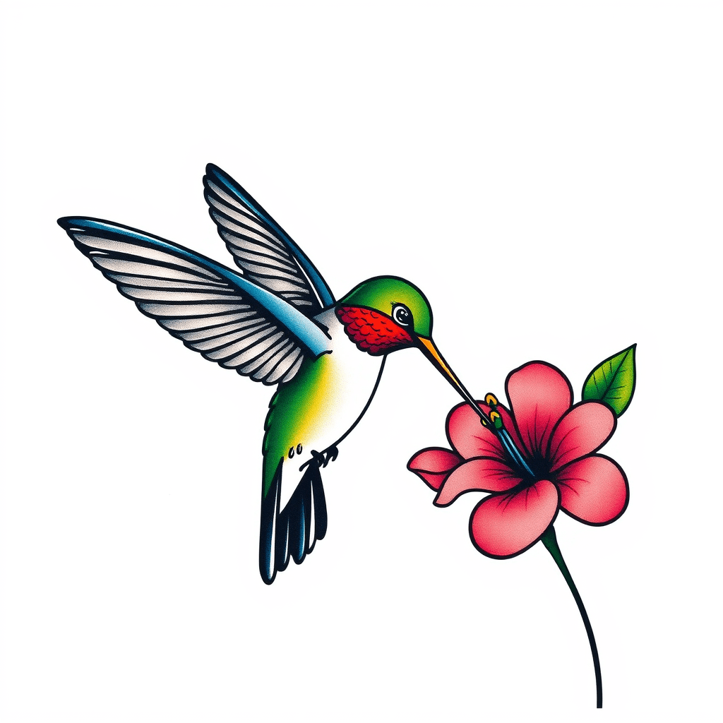 Hummingbird Getting Nectar From Flowers