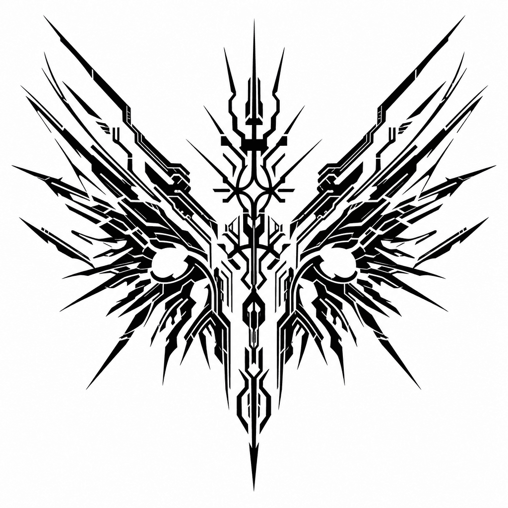 Abstract Cybersigil Wings With Aggressive Symmetry