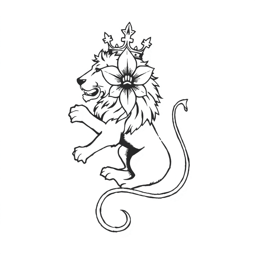 Czech Republic Lion With Crown. The Tail Being An Infinity Symbol And The Crown On The Lions Head Being The Florence Red Lily