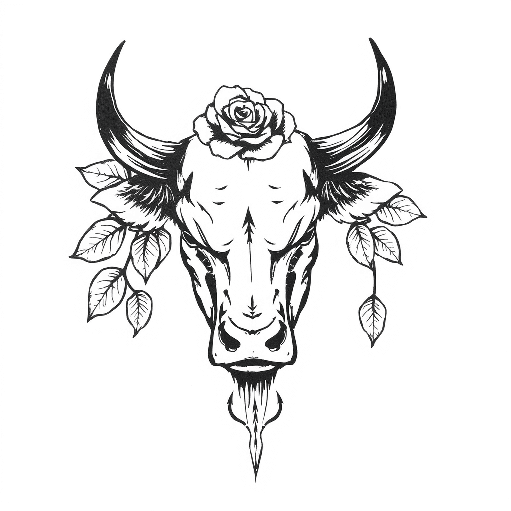 Already Have A Tatto Of A Rose With Leaves That Don´t Like. So Want To Cover Those Leaves With The Face Of A Bull, Round 10cm Longer