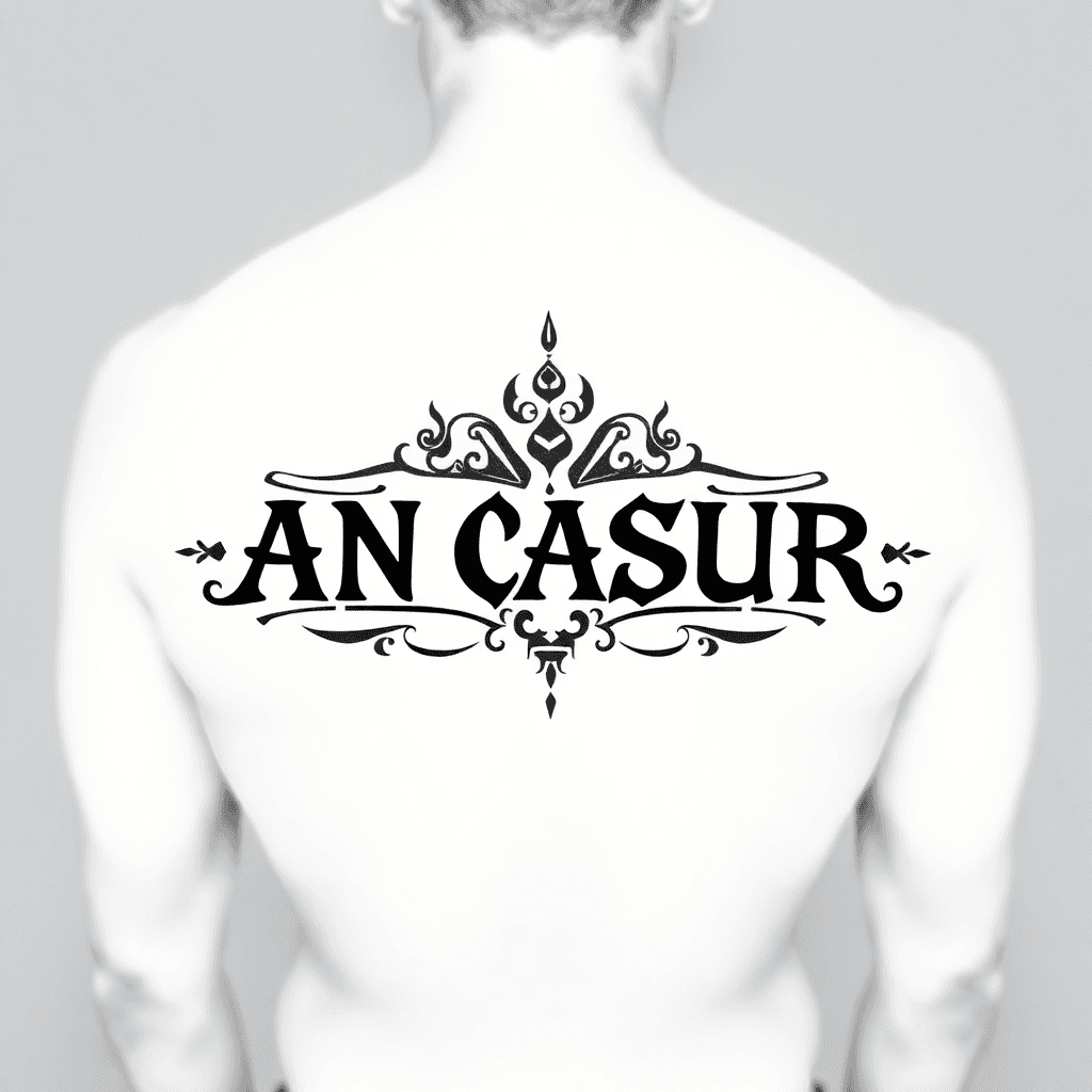 "an Casur" Written Across Upper Back