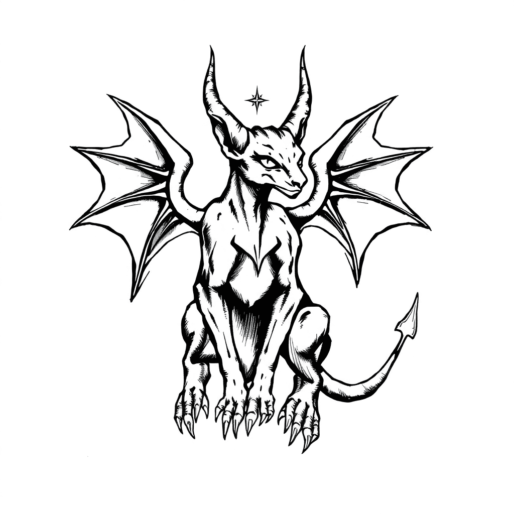 Demonic Sphynx As The Centerpiece With Hyrogliephs Behind It