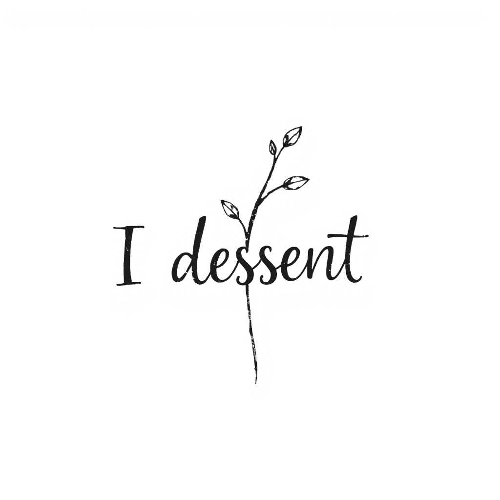 Single Line Tattoo With Words I Dissent As The Stem