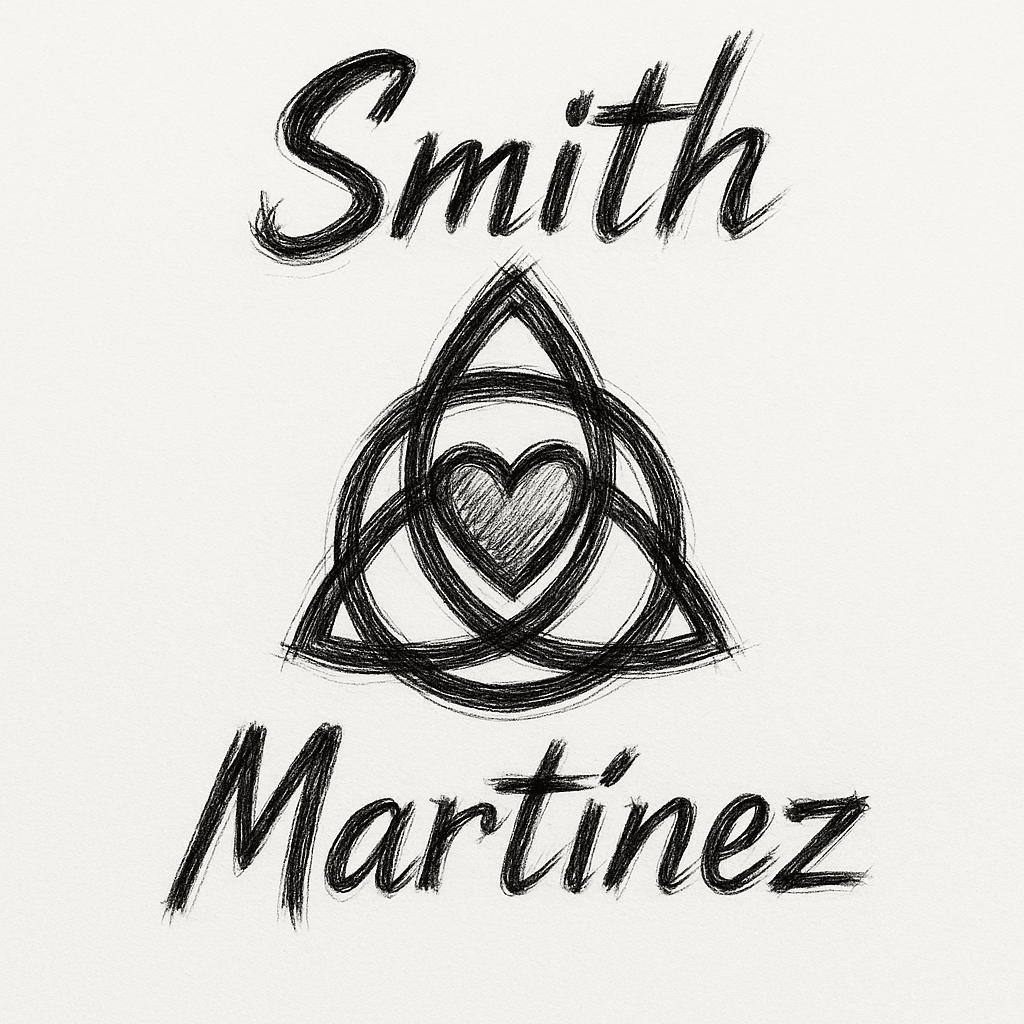 My Two Last Names With The Symbol For Adoption In Between Them