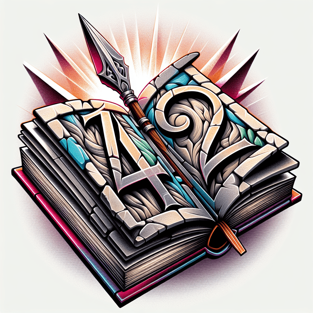 An Open Antique Book With Stone Pages With 42 Carved Into