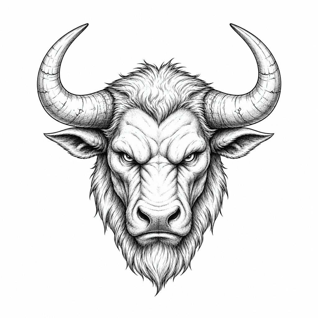 Minotaur Head With Bold Horns