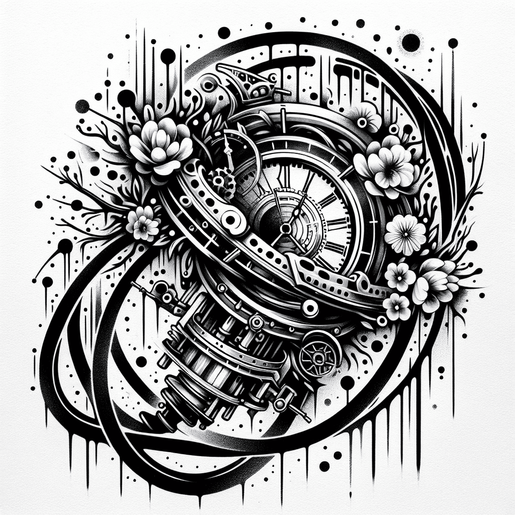A Detailed Time Machine With Flowers