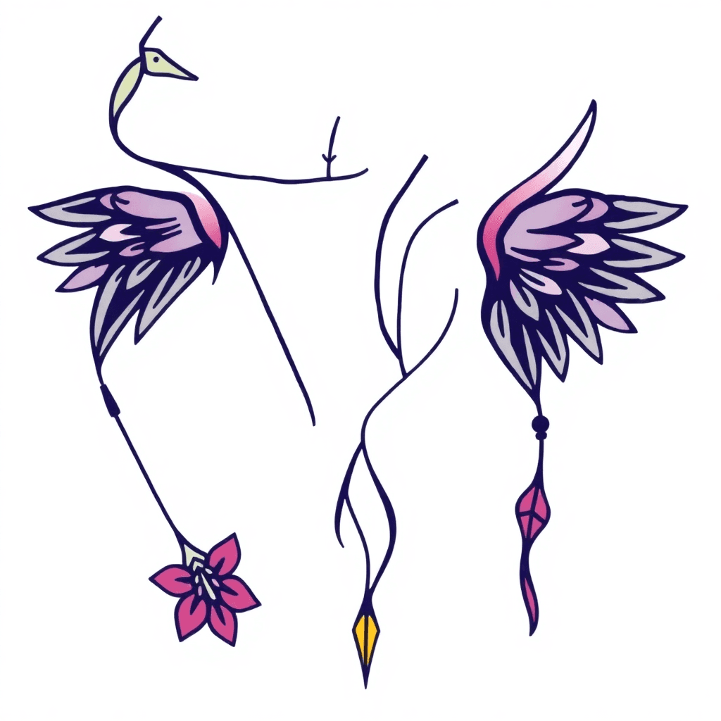 Create An Old School Style Tattoo Design In Stencil Format, Fun And Energetic, For A Woman In Her 20s Who Is Going To A Festival.