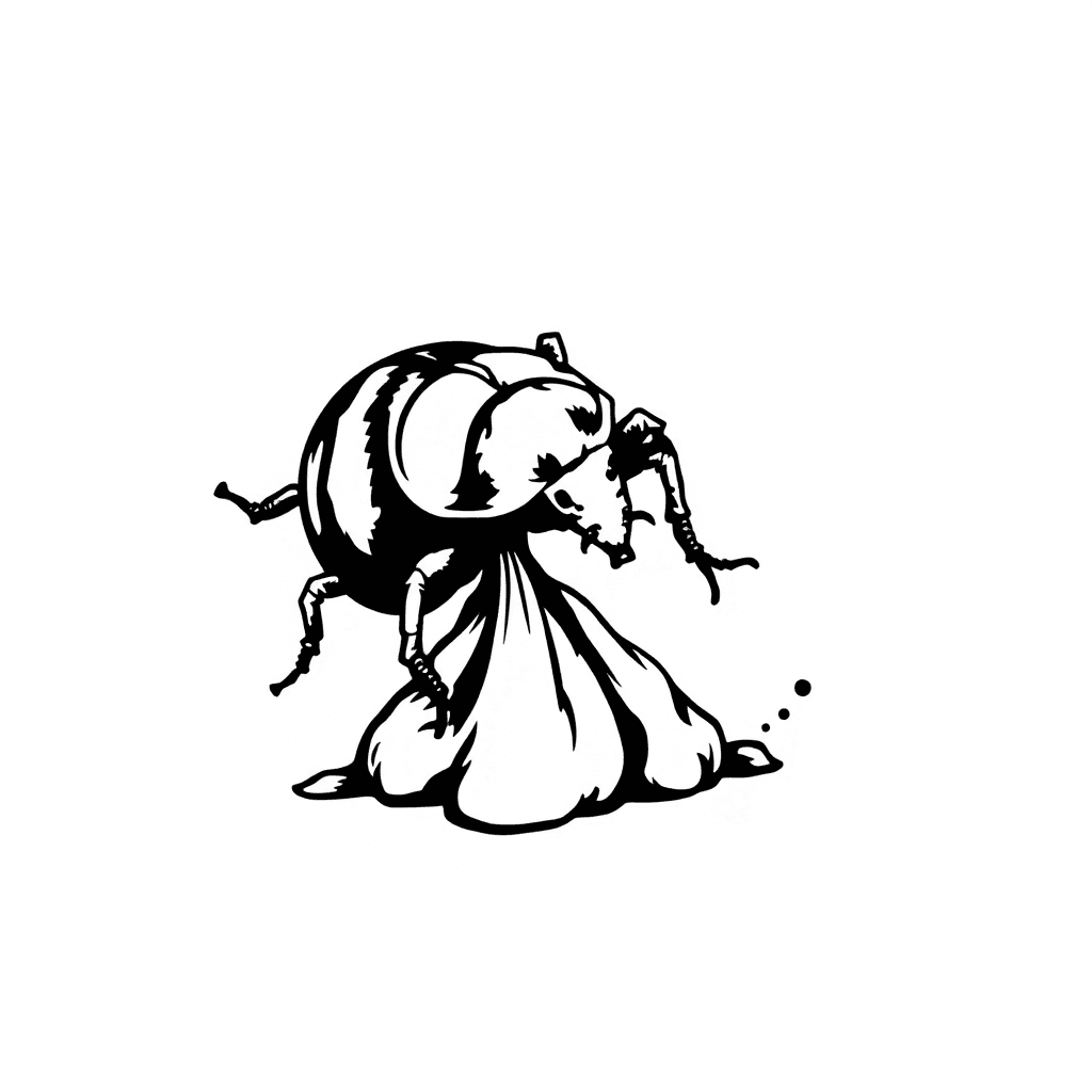A Dung Beetle Rolling Poop Around