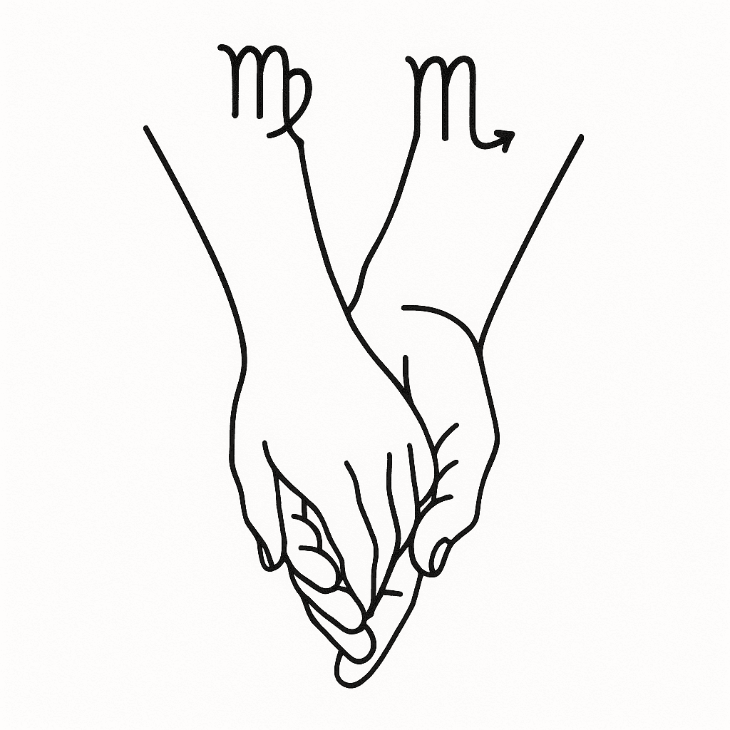 Create A Tattoo For Couple Hands Based On Their Zodiac Sign..girl Is Virgo And Boy Scorpio