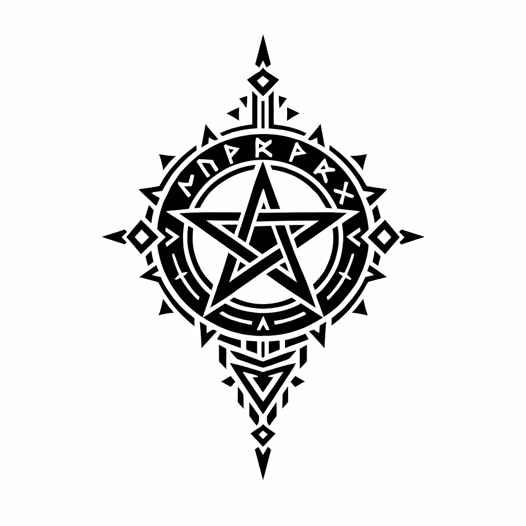 A Pentagram Summoning Magic Circle With Runic Symbols