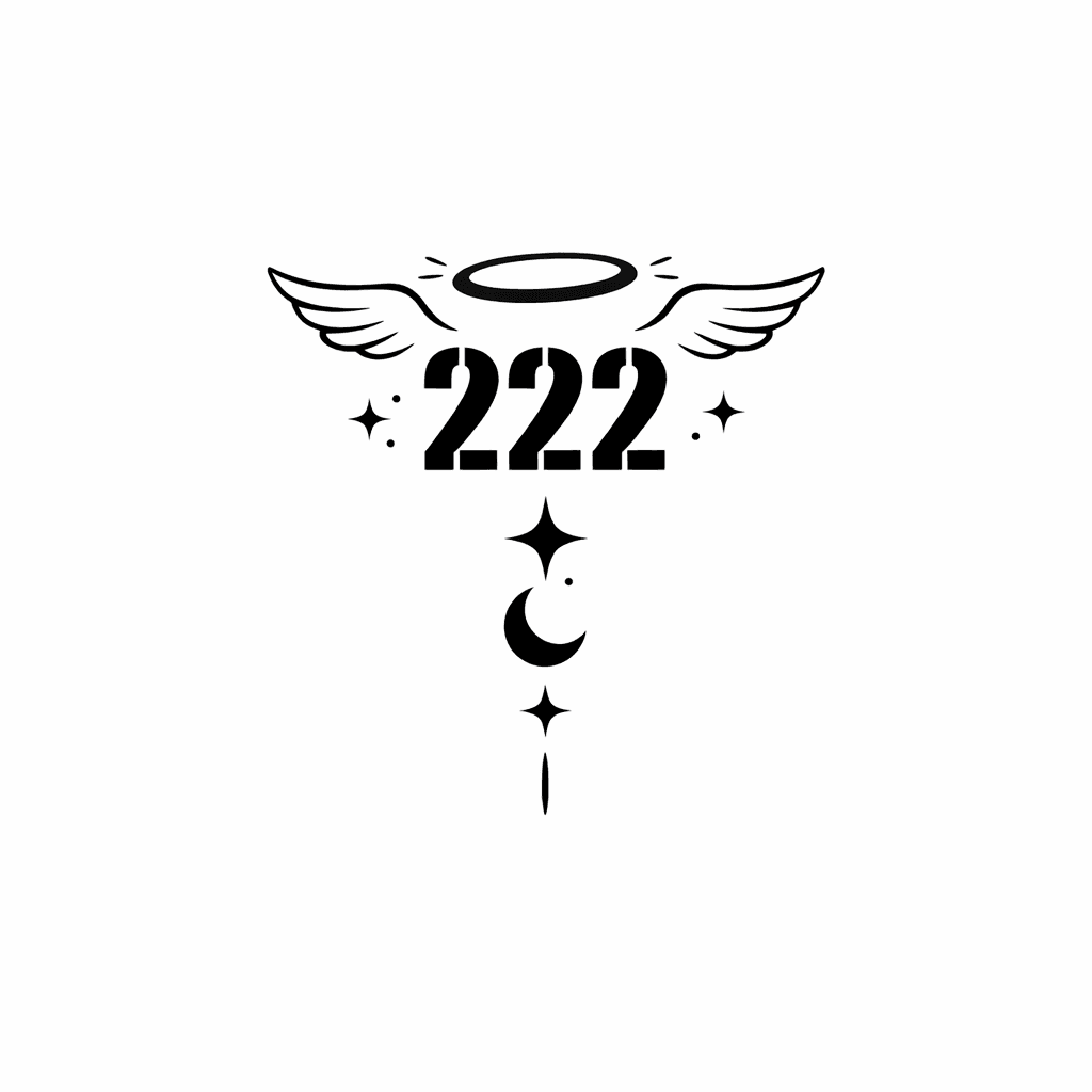 Minimalist "Angel Number 222" Tattoo Design