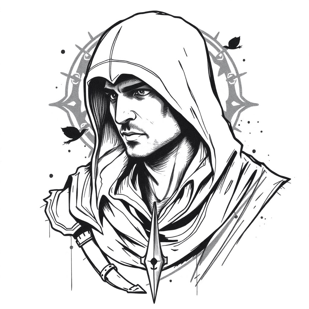 Assassins Creed Ezio Portrait, Including The Eden Fragmento And Sone Isu Art Around