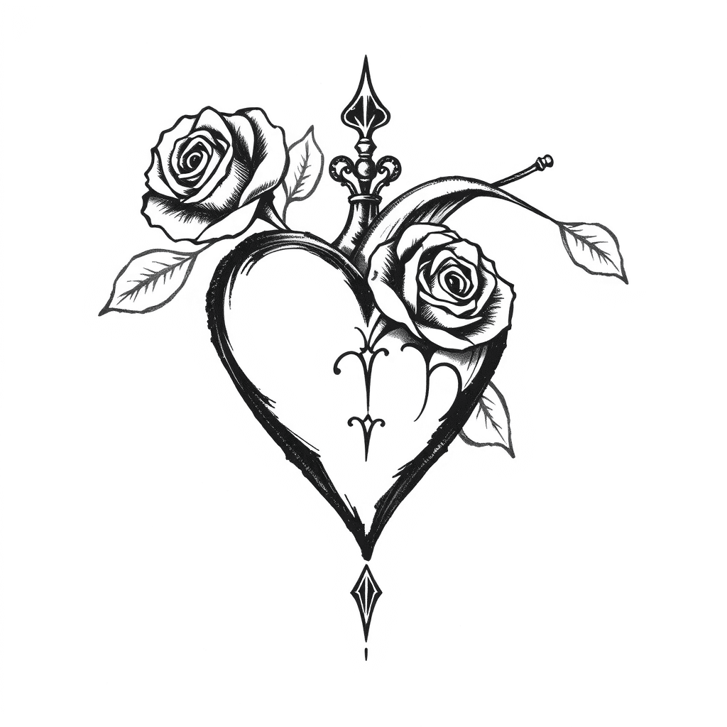 A Gothic Style Heart With Roses