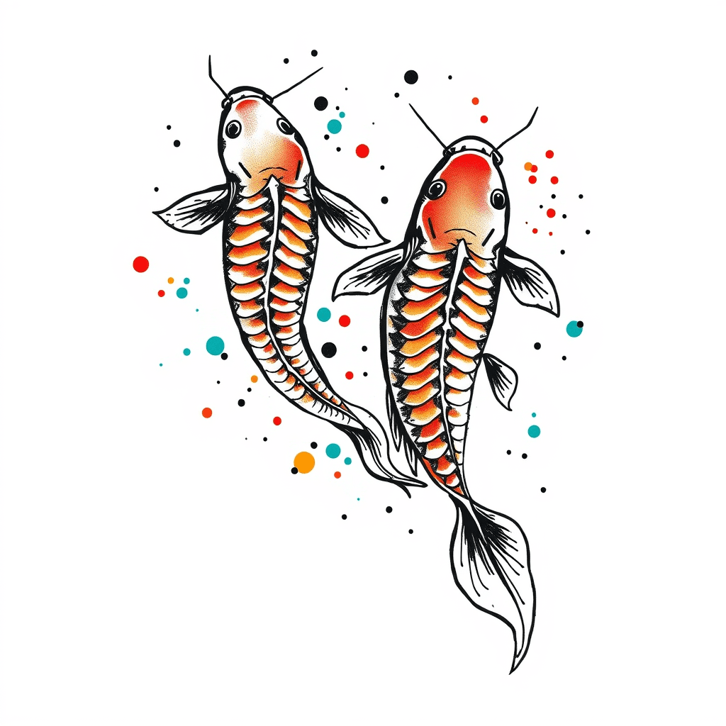 Cover Up Existing Black Back Tattoo With 2 Koi Fish