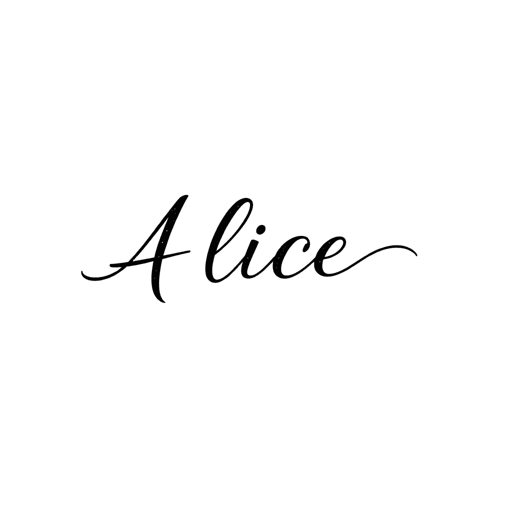 First Name “alice” In Elegant Cursive Script In The Shape Of An “infinity” Sign
