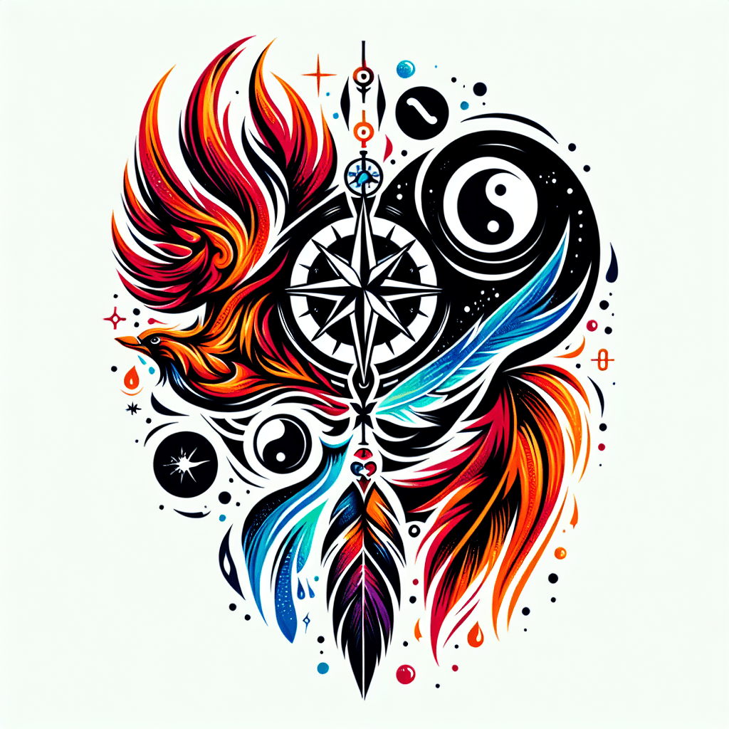 Ein Kompass Als Unendlichkeitszeichen, Phönix, Universum, Yin Und Yang, Wassermann Als Sternzeichen, Federn, 07.09.2018, Das Tattoo, Soll Die Verbundenheit Mit Allem Zeigen Und Mut Und Stärke Ausdrück