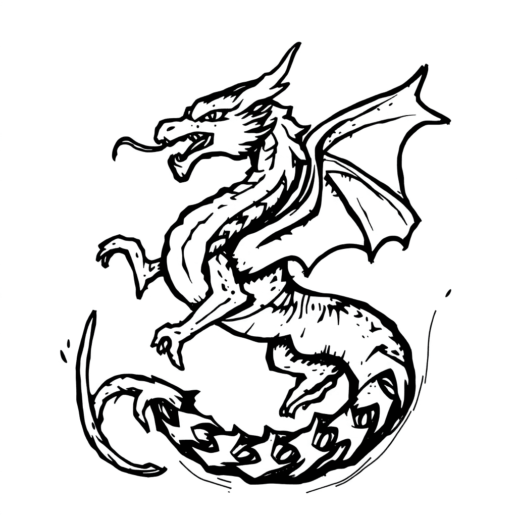 Crie Uma Imagem De Uma Dragão Estilo Gravuras Medievais