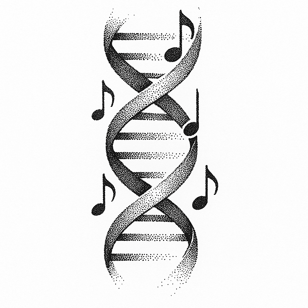 Dna Spiral With Music Notes