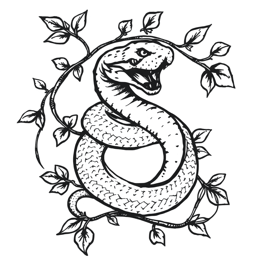 Snake Wrapped In Vines