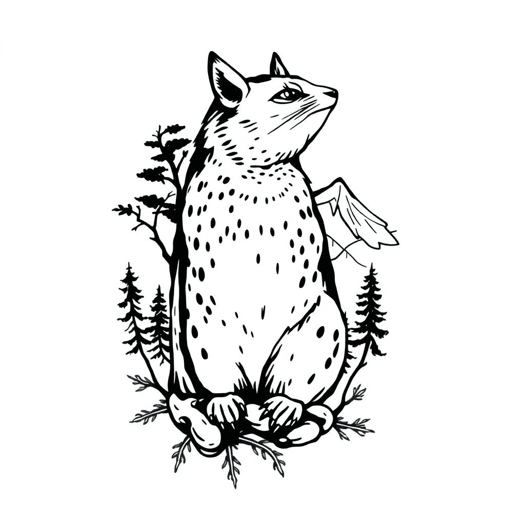 Una Lechuza Con Un Fondo De Arboles Y Montañas