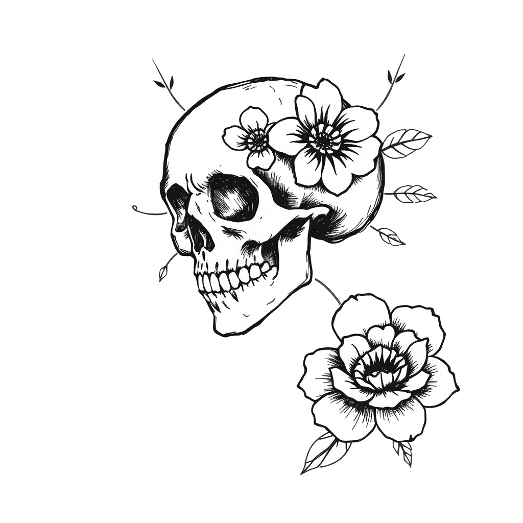 A Skull With Flowers