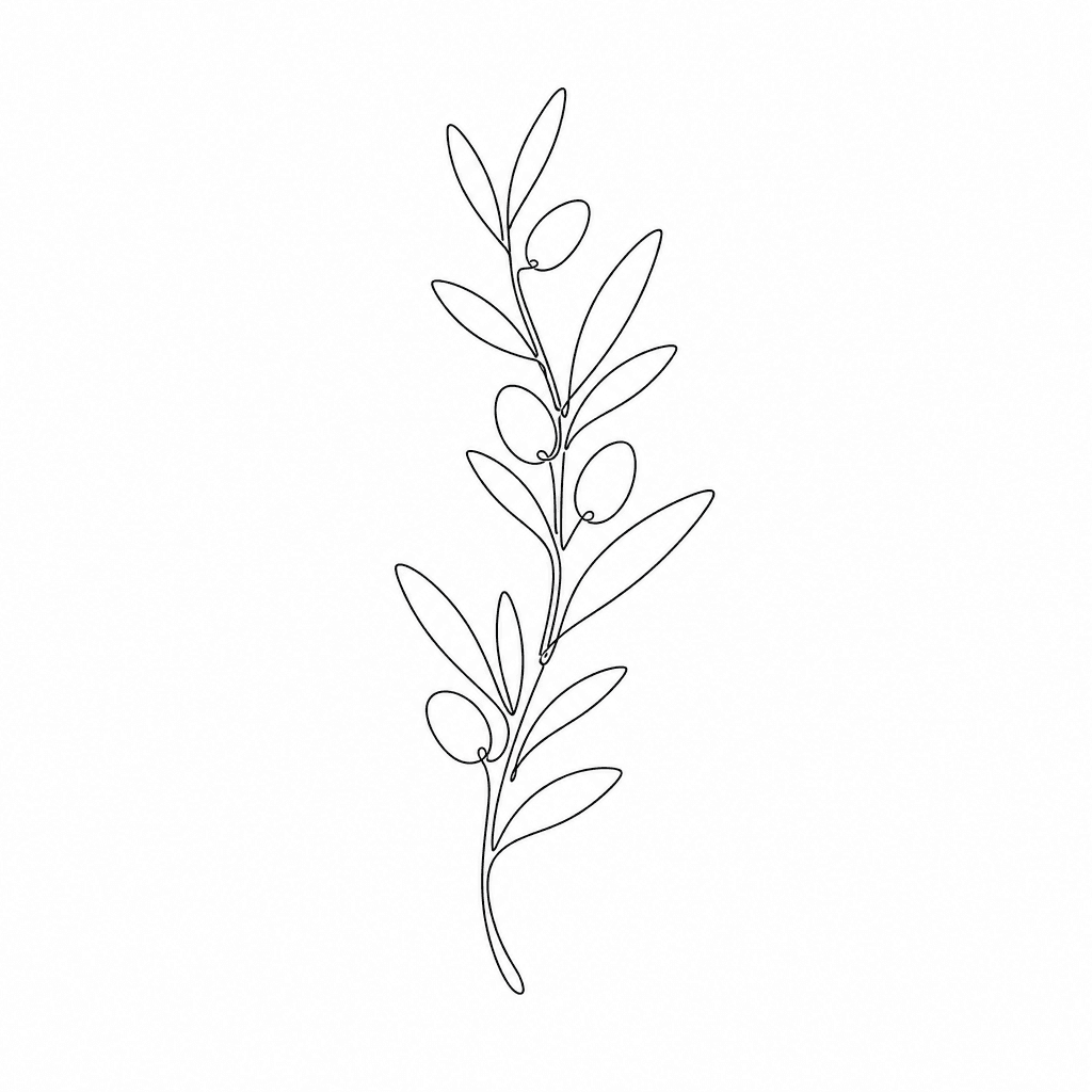 Single line "olive branch" Tattoo Design