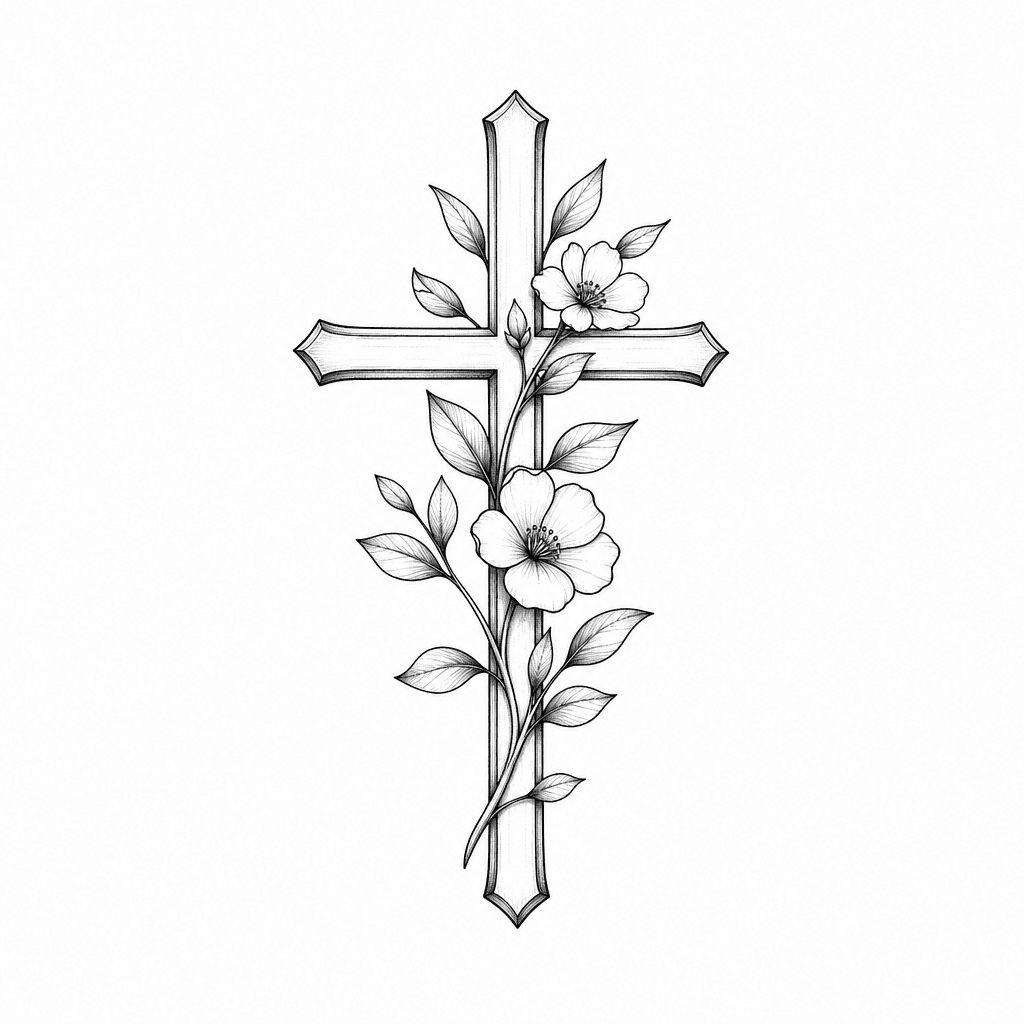 Small Simple Cross With Greenery And/or Flowers
