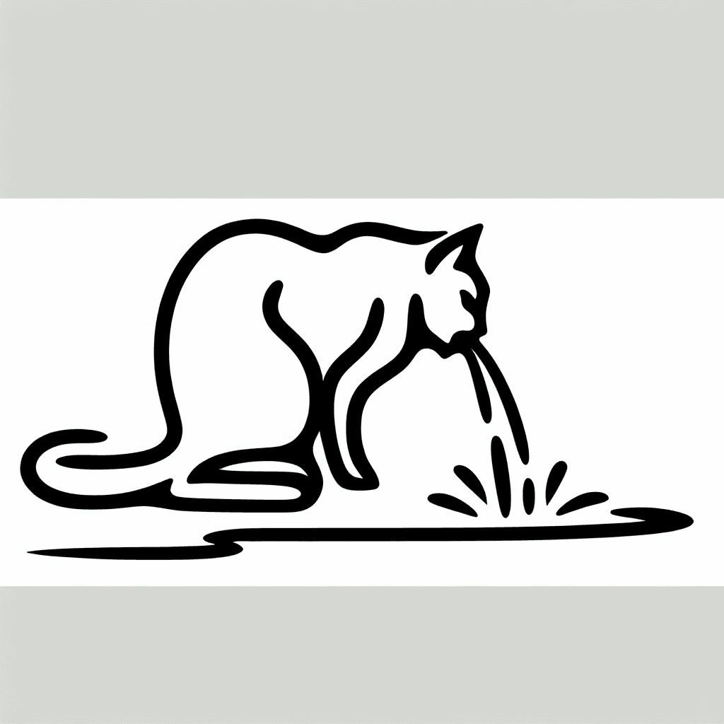 Single line "un gato vomitando" Tattoo Design