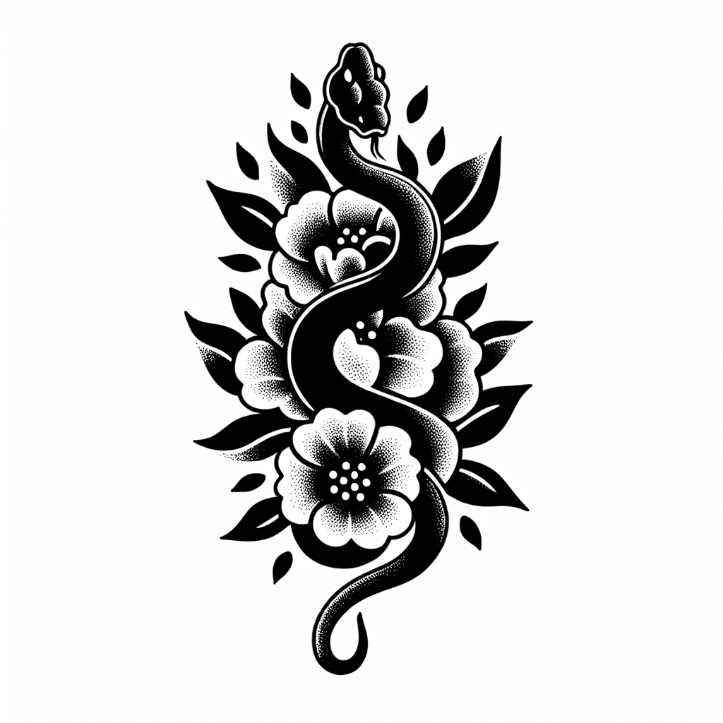 Small Snake Wrapping Flowers