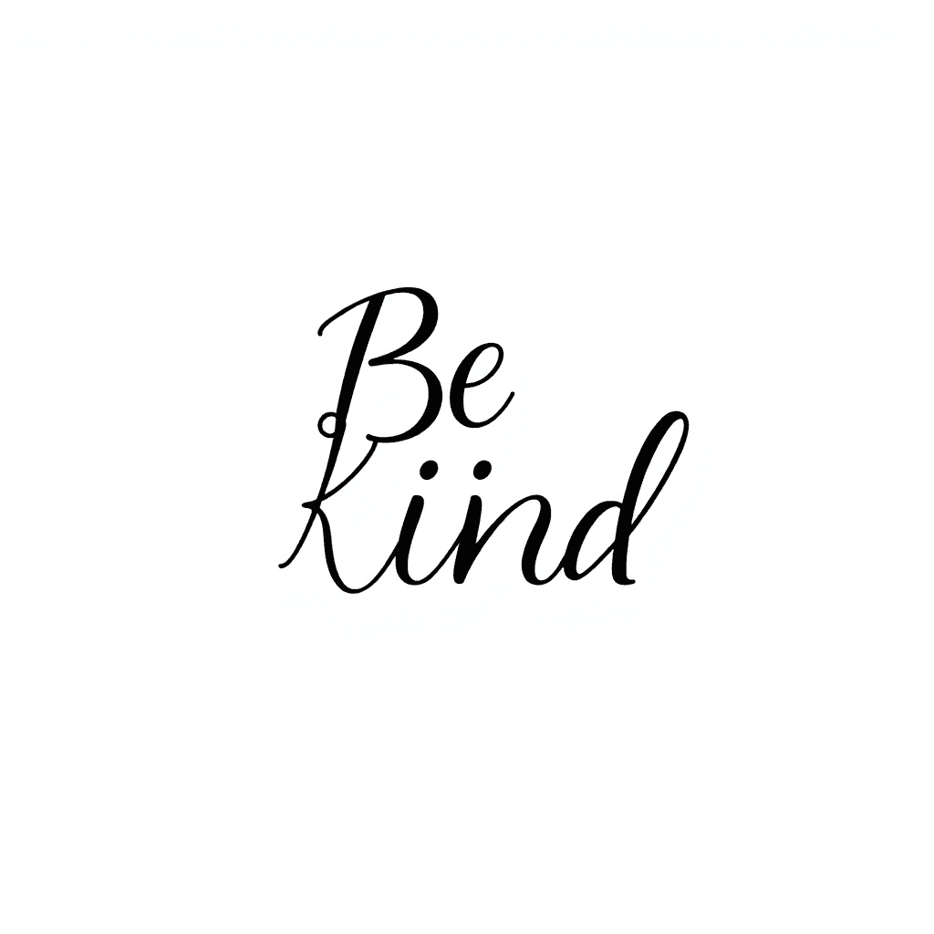 Single line "the words "Be Kind"" Tattoo Design