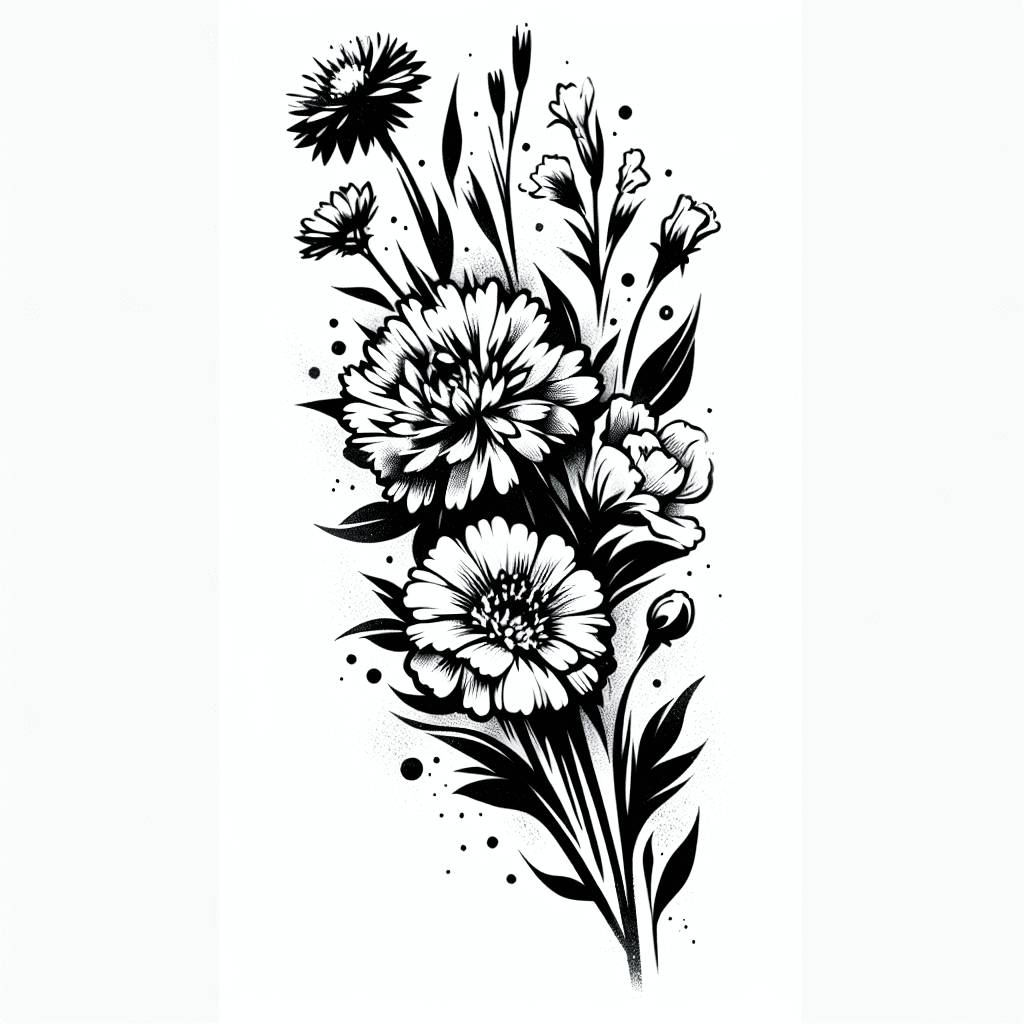 Flower Bouquet Of Asters Gladiolus Daisy Peony And Carnation