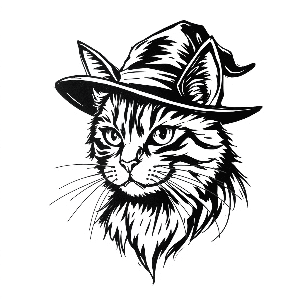 Dark Cat With Magician Hat