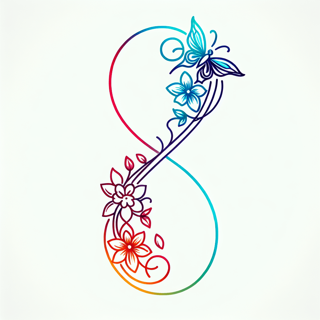 Infinity Symbol With. Butterfly And Flowers