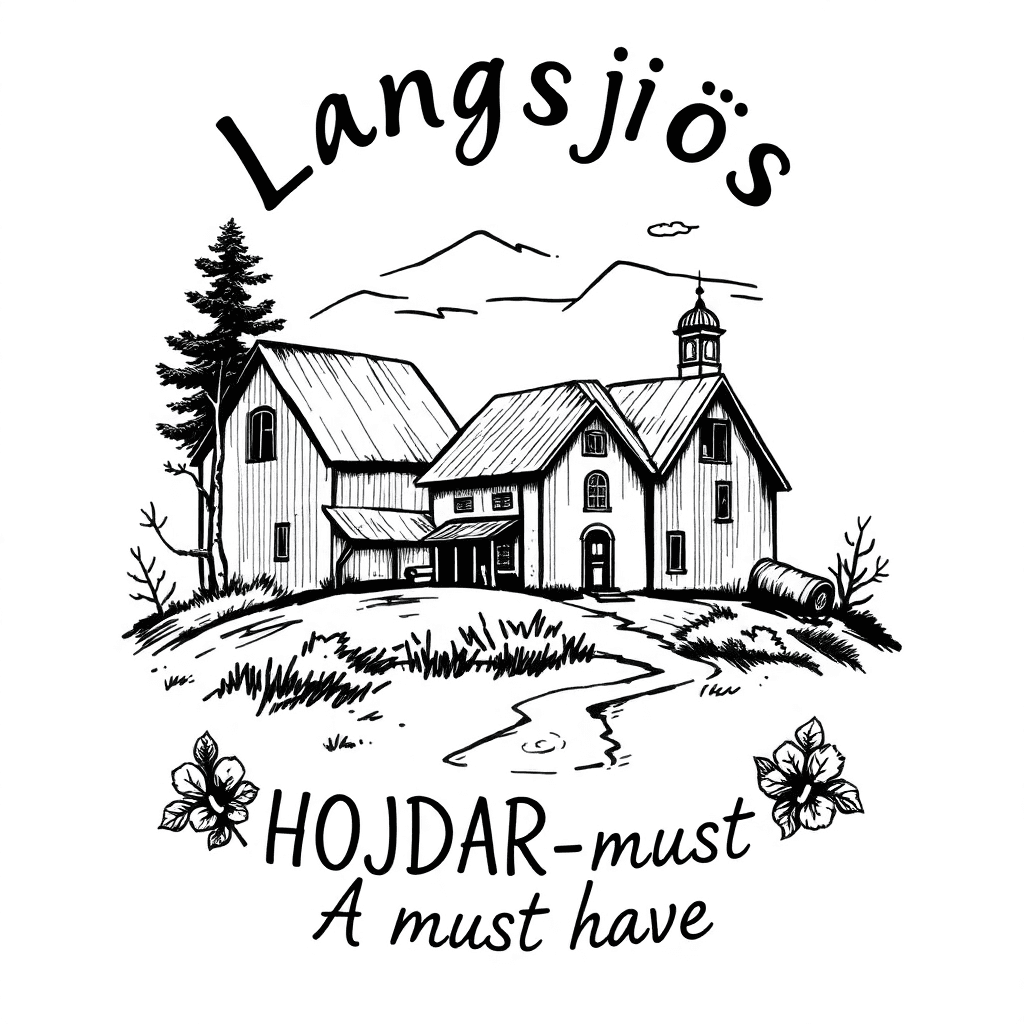 Create A Apple Juice Label Based On The Houses Of Långsjöhöjden In Älvsjö, Sweden. The Name Of The Juice Should Be "långsjös Höjdar-must - A Must Have"