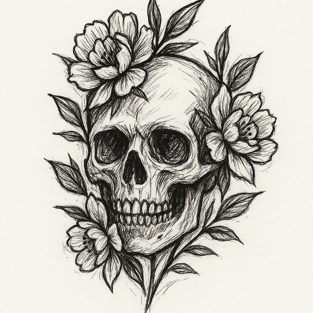 A Skull With Flowers