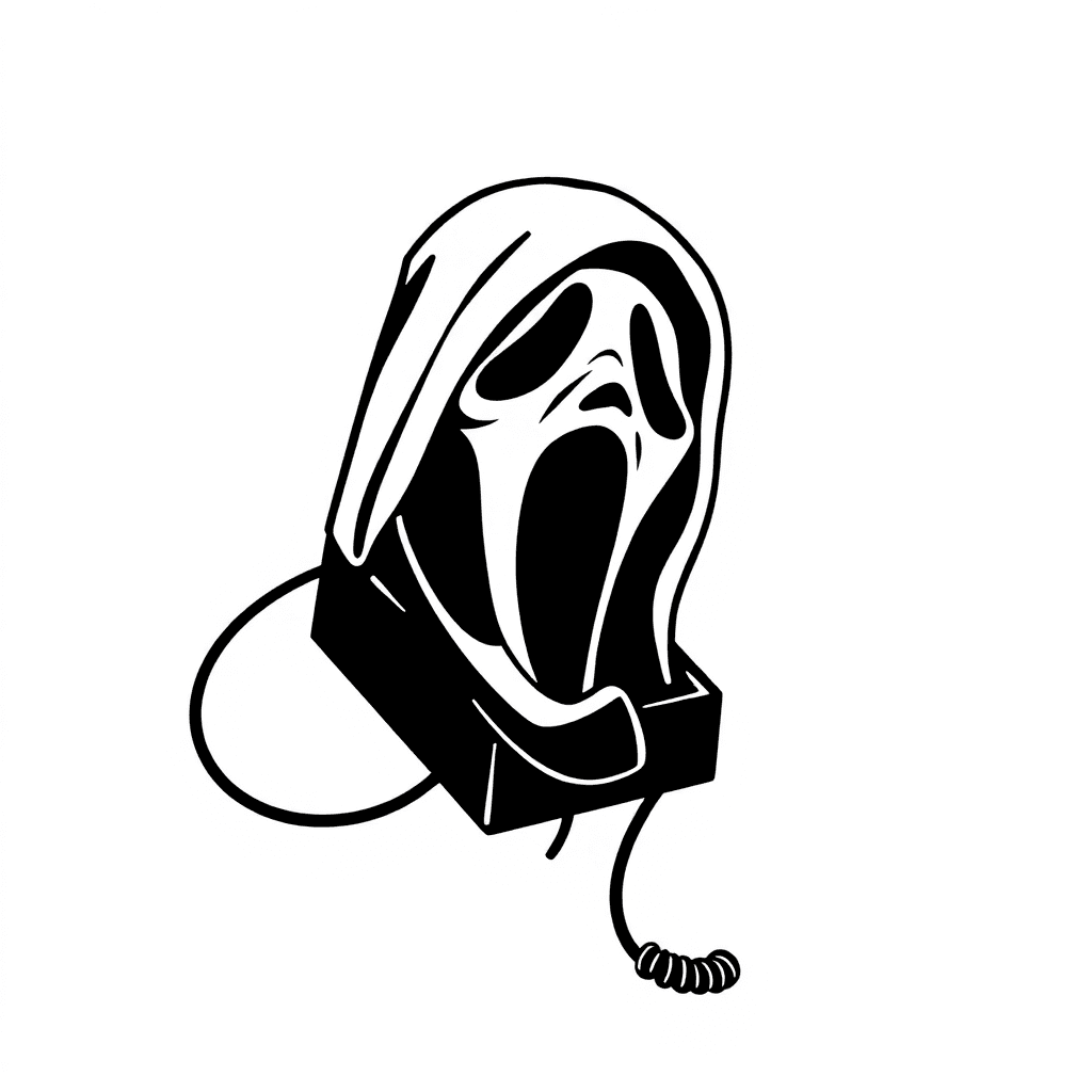 Scream Face With Telephone And Cord