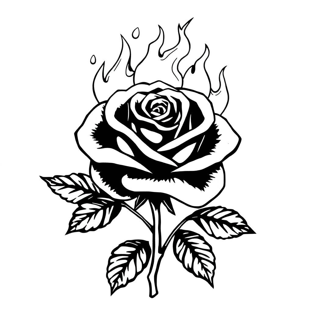 A Rose With Its Petals Made Out Of Fire