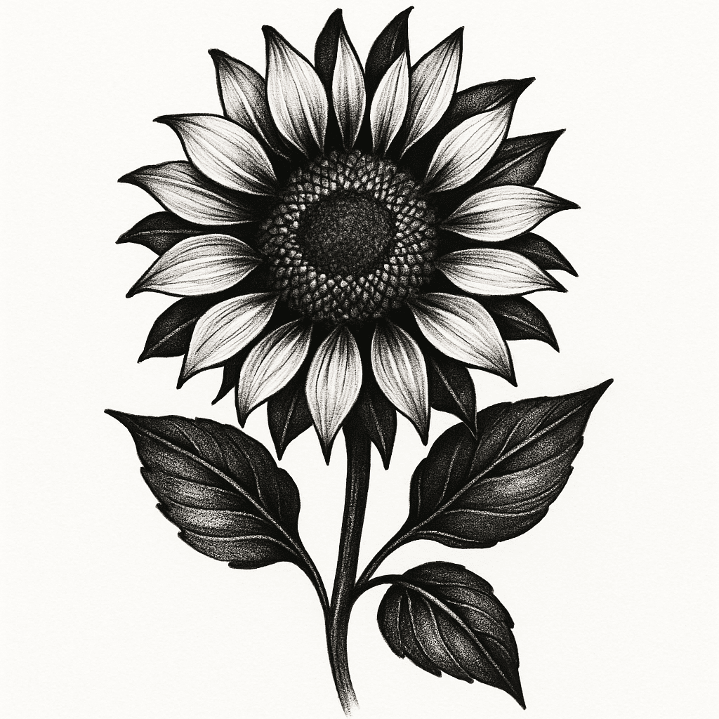 Extravagant Sunflower With Leaves