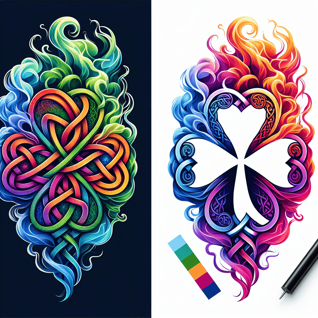 Celtic Knot Inside A Shamrock With Smoke